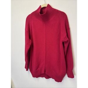 Anthropologie Maeve Crystal Pullover Sweater Women XS Turtleneck Hot Pink Cozy